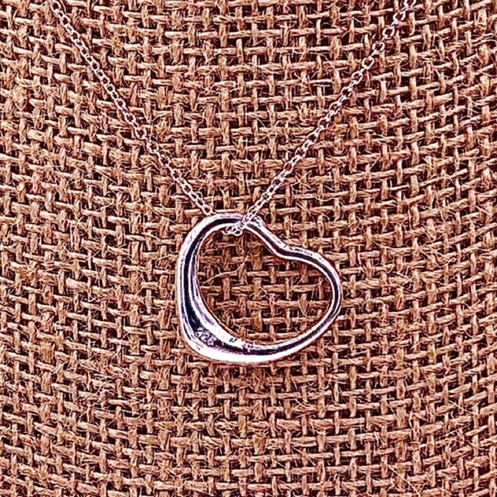 Silver Plated 925 Heart Necklace 18 “ Silver Chain 925 Hand Made